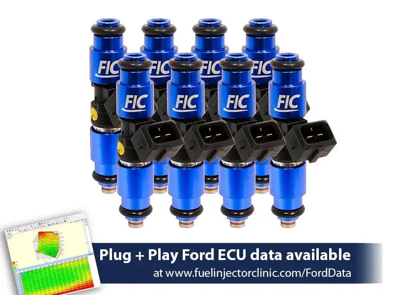 1200Cc (110 Lbs/Hr At 43.5 Psi Fuel Pressure) Fic Fuel Injector Clinic Injector Set For Mustang Gt (1987-2004)/ Cobra (1993-1998)(High-Z) (Is402-1200H) 1