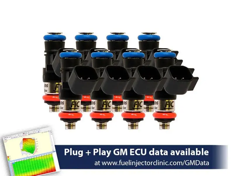 1200Cc-D (130 Lbs/Hr At Oe 58 Psi Fuel Pressure) Fic Fuel Injector Clinic Injector Set For Ls3, Ls7, Lsa, L76, L92, And L99 Engines (High-Z) (Is303-1200H-D) 1