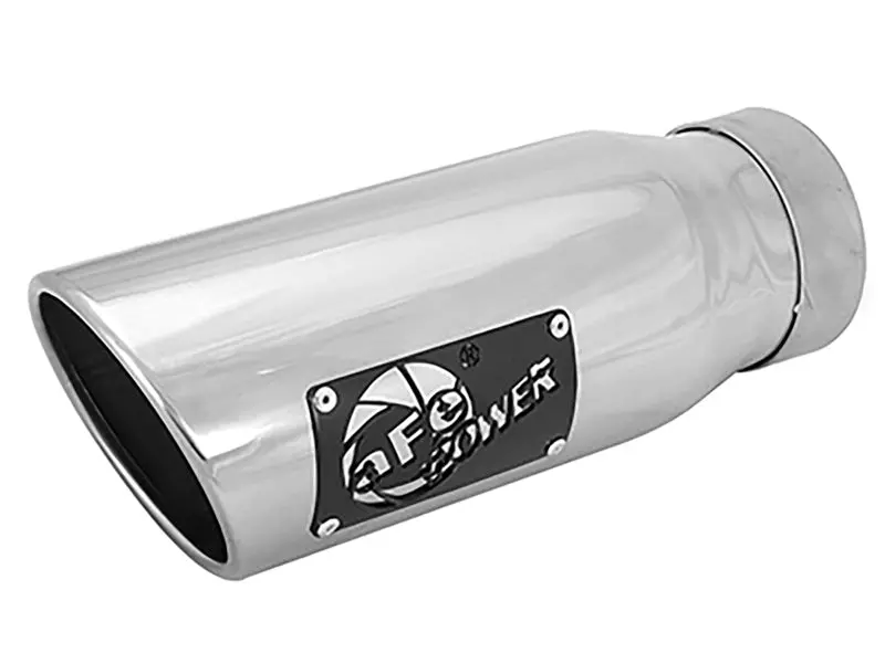 Afe Mach Force-Xp Universal Exhaust Tip 3-1/2Inlet X 4-1/2In Outlet X 12In L Polished Left Side Exit 1