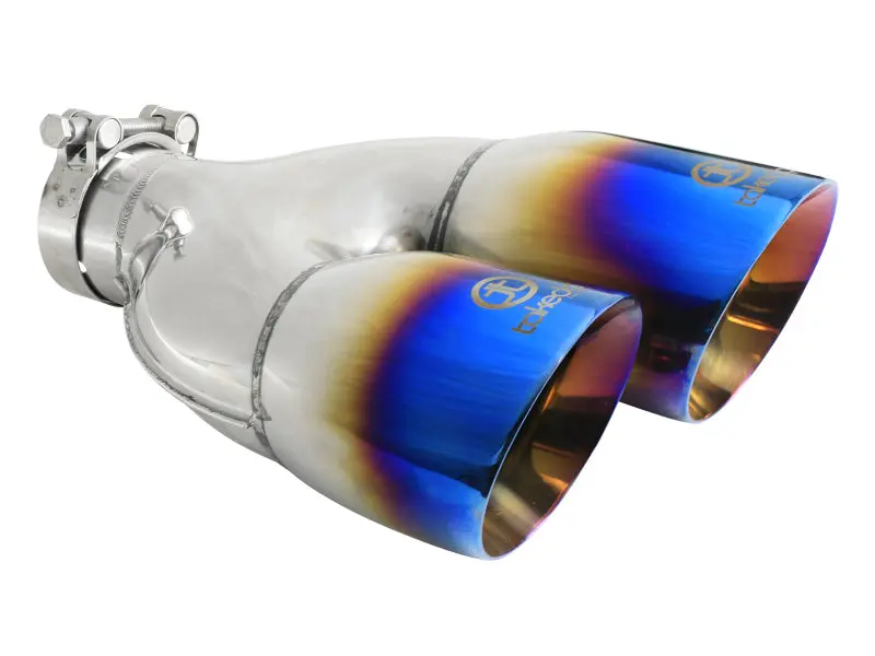 Afe Takeda 2.5In 304 Stainless Steel Clamp-On Exhaust Tip Driver Side 2.5In Inlet 4Indual-Blue Flame 1