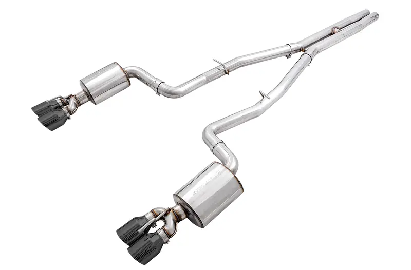 Awe Tuning 2015+ Dodge Challenger 6.4L/6.2L Non-Resonated Touring Edition Exhaust - Quad Black Tips 1