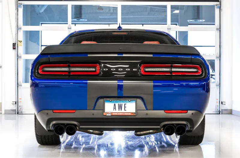 Awe Tuning 2017+ Challenger 5.7 Touring Edition Exhaust - Non-Resonated - Diamond Black Quad Tips 2