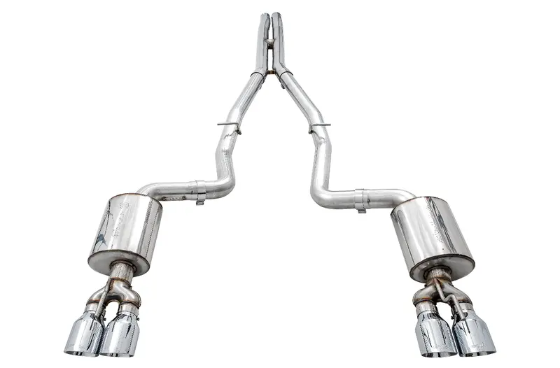Awe Tuning 2017+ Challenger 5.7L Touring Edition Exhaust - Non-Resonated - Chrome Silver Quad Tips 1