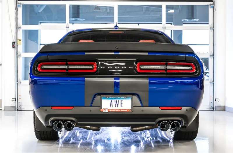 Awe Tuning 2017+ Dodge Challenger 5.7L Track Edition Exhaust - Chrome Silver Quad Tips 2