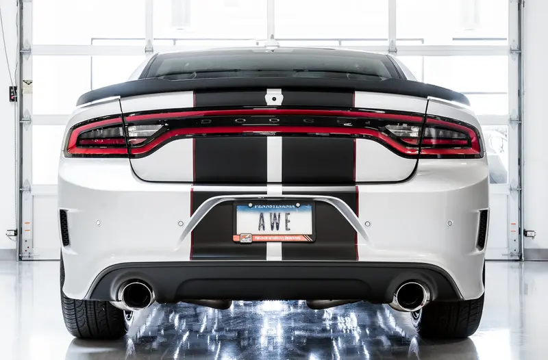 Awe Tuning 2017+ Dodge Charger 5.7L Touring Edition Exhaust - Non-Resonated - Chrome Silver Tips 2