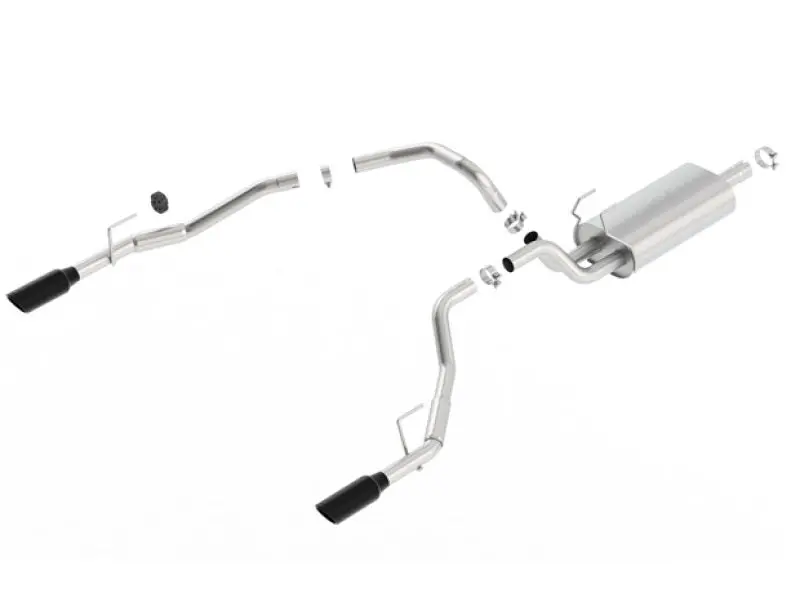 Borla 09-17 Ram 1500 5.7L V8 5In Single Tip Black Chrome Cat-Back Touring Exhaust Through Bumper 1