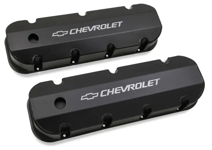 Holley- 241-281 Holley Gm Licensed Valve Cover - Track Series - Bbc - Fabricated Aluminum - Short Bolt - Black 1