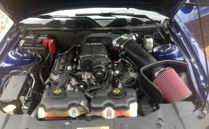 Jlt 11-14 Ford Mustang Gt (W/Roush/Whipple S/C) Black Textured Big Air Intake W/Red Filter -Tune Req 1