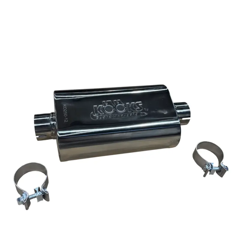 Kooks 2.5In Oval Clamp In Muffler 12In Long Body Polished Stainless Steel 1