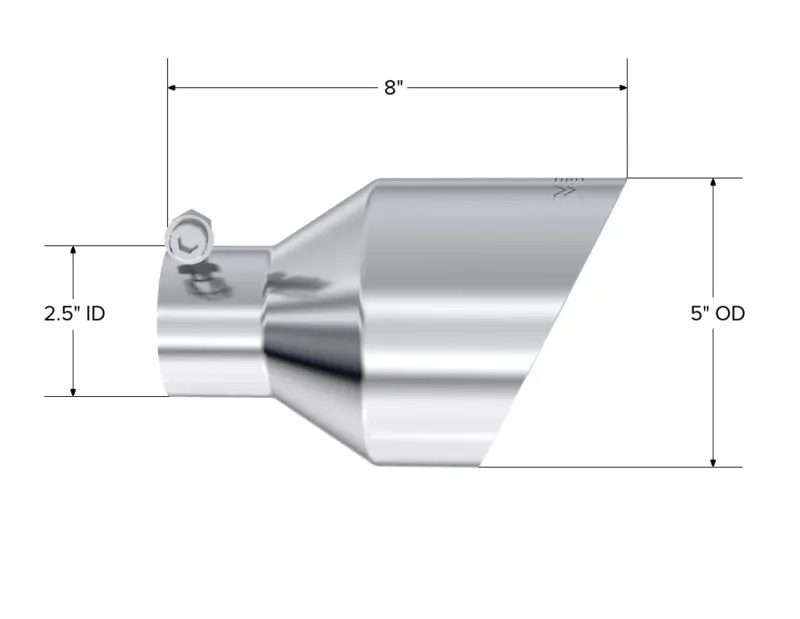 Mbrp T304 Ss Tip 2.5In Id, 5In Od Out, 8In Length, Angle Cut, Dual Wall 2