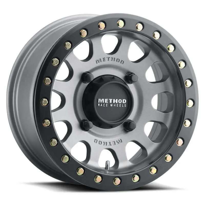 Method Mr401 Utv Beadlock 15X7 / 5+2/38Mm Offset / 4X136 / 106Mm Cb Titanium Wheel- Matte Black Ring 1