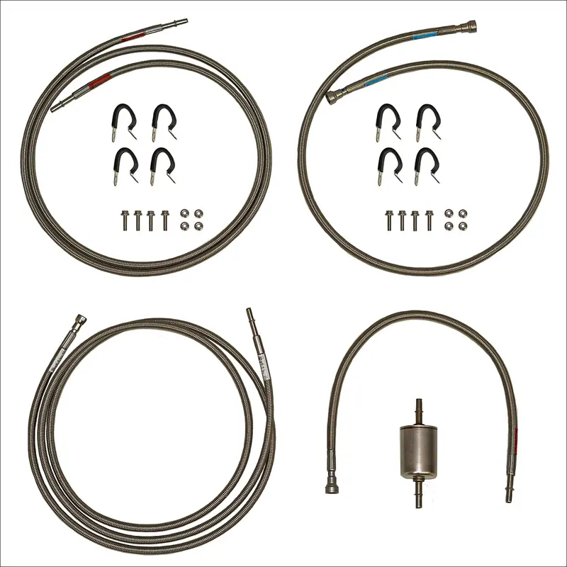 Qff0008ss - 01-03 Gm Gm 2500Hd / 3500 Crew Cab Gas Engine, Quick Fix Fuel Line Kit; Braided Stainless 1