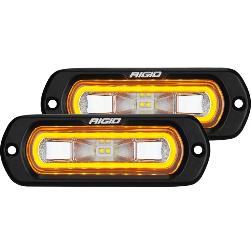 Rigid Industries Sr-L Series Flush Mount Led Spreader Pair W/ Amber Halo - Universal 1