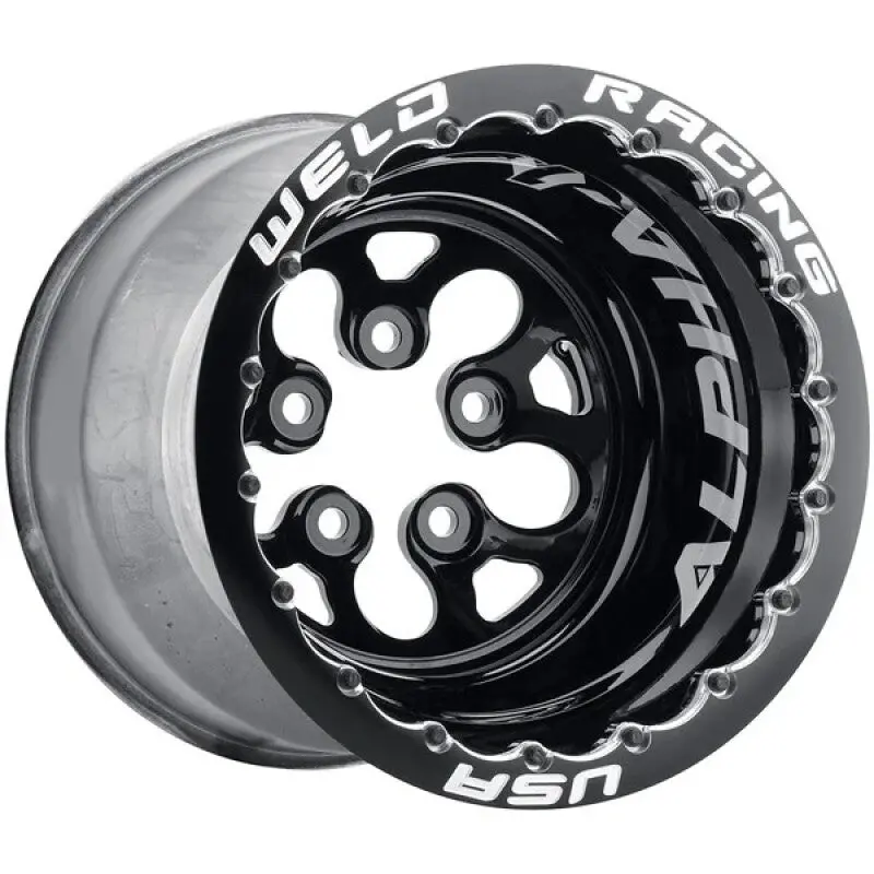 Weld Alpha-1 15X14 5X4.75 Bp 1In Bs Black Wheel - Black Double Beadlock Mt 1