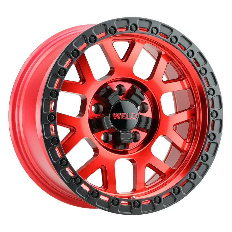 Weld Off-Road W133 17X9 Cinch 6X135 6X139.7 Et-12 Bs4.50 Candy Red / Satin Black Ring 106.1 2