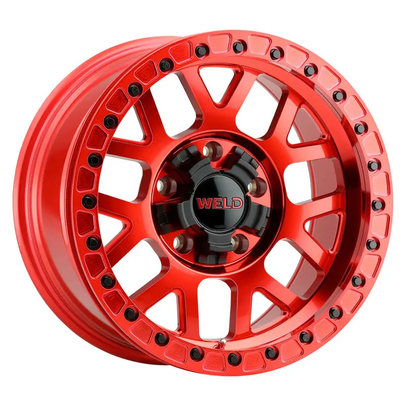 Weld Off-Road W905 17X9 Cinch Beadlock 5X127 5X139.7 Et-12 Bs4.50 Candy Red / Red Ring 87.1 1