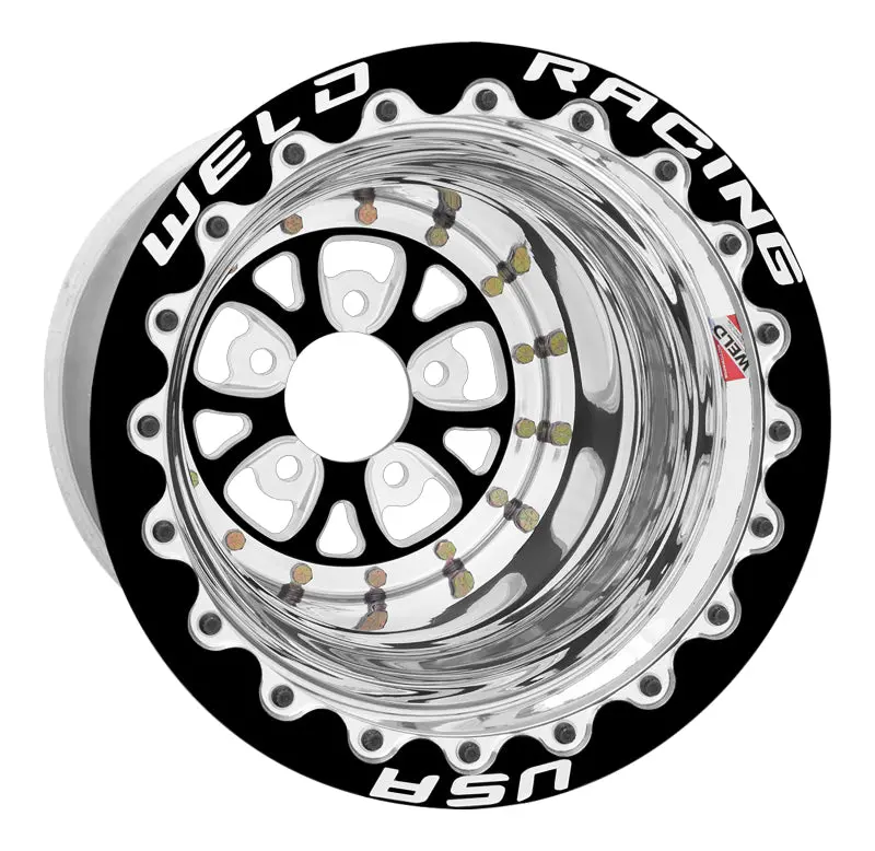 Weld V-Series 15X13 / 5X4.5 Bp / 5In. Bs Black Wheel - Black Double Beadlock Mt 1