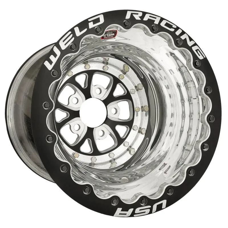 Weld V-Series 16X16 / 5X4.75 Bp / 5In. Bs Black Wheel - Black Double Beadlock 1