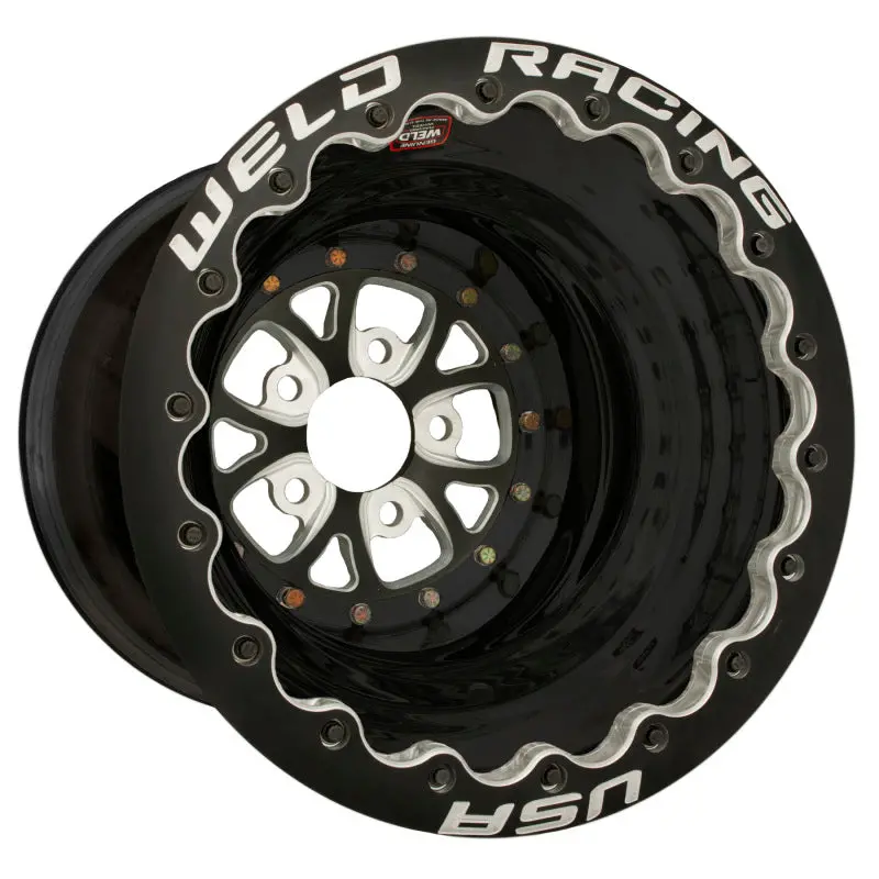 Weld V-Series 16X16 / 5X4.75 Bp / 5In. Bs Black Wheel - Black Double Beadlock 1