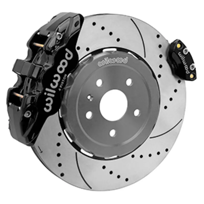Wilwood 20-23 Chevy Corvette C8 Aero4 Black Rear Big Brake Kit - Drilled & Slotted 1