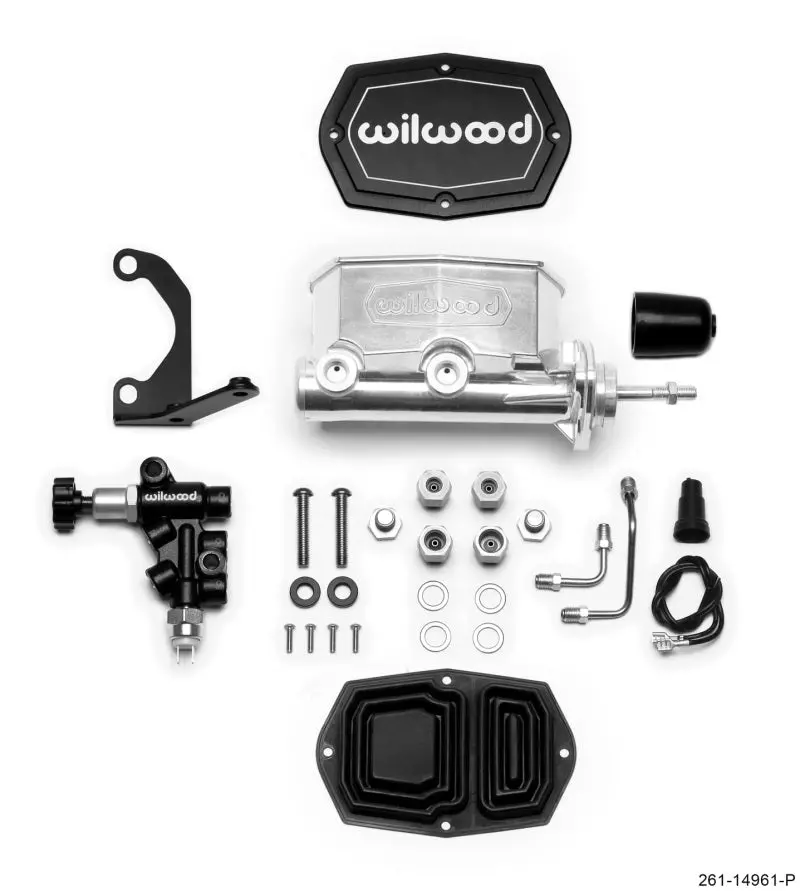 Wilwood Compact Tandem M/C - 7/8In Bore - W/Bracket And Valve (Pushrod) - Ball Burnished 1