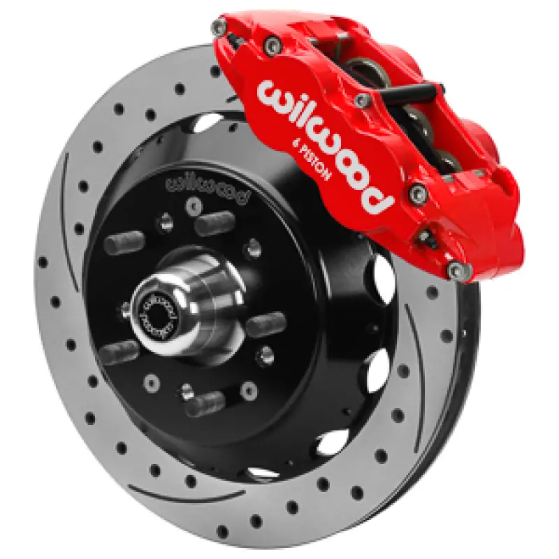 Wilwood Forged 6 Piston Red Superlite Caliper Gt 48 Vane Spec37 Drilled & Slotted Rotor - 12.88X1.25 1