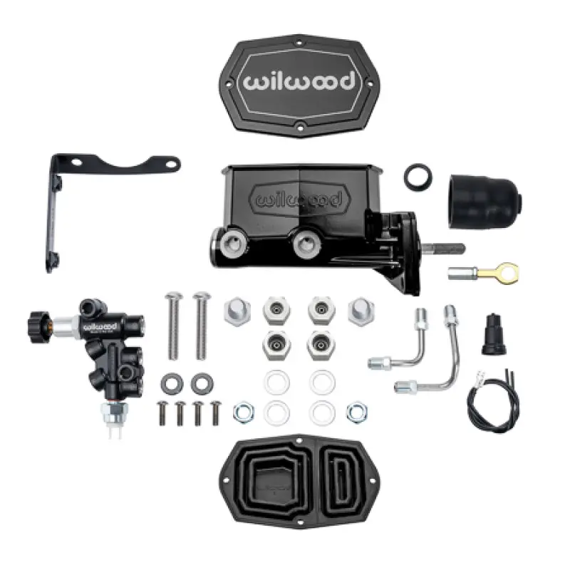 Wilwood Mopar Compact Tandem M/C Kit W/ P-Valve & Pushrod 15/16In Bore - Black 1