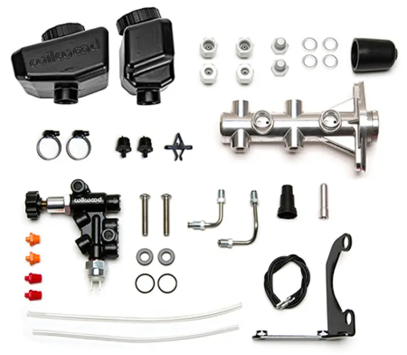 Wilwood Remote Tandem M/C Kit W/Bracket And Valve - 1.12In Bore Burnished 1