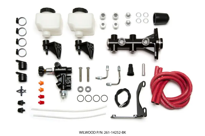 Wilwood Tandem Remote M/C Kit W L/H Bracket & Prop Valve - 1 1/8In Bore Black 2