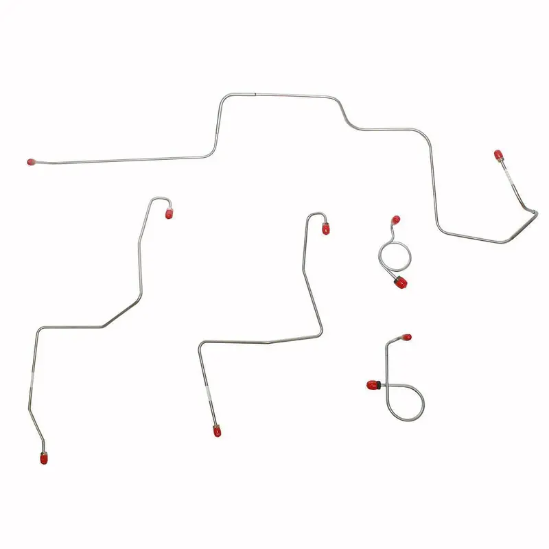 Zkt6702ss- 67' Ford Mustang/ Mercury Cougar, Standard Drum Brakes, Front 5Pc Brake Line Set, Built After 2/1/67, Routes Under Steering Column; Stainless 1
