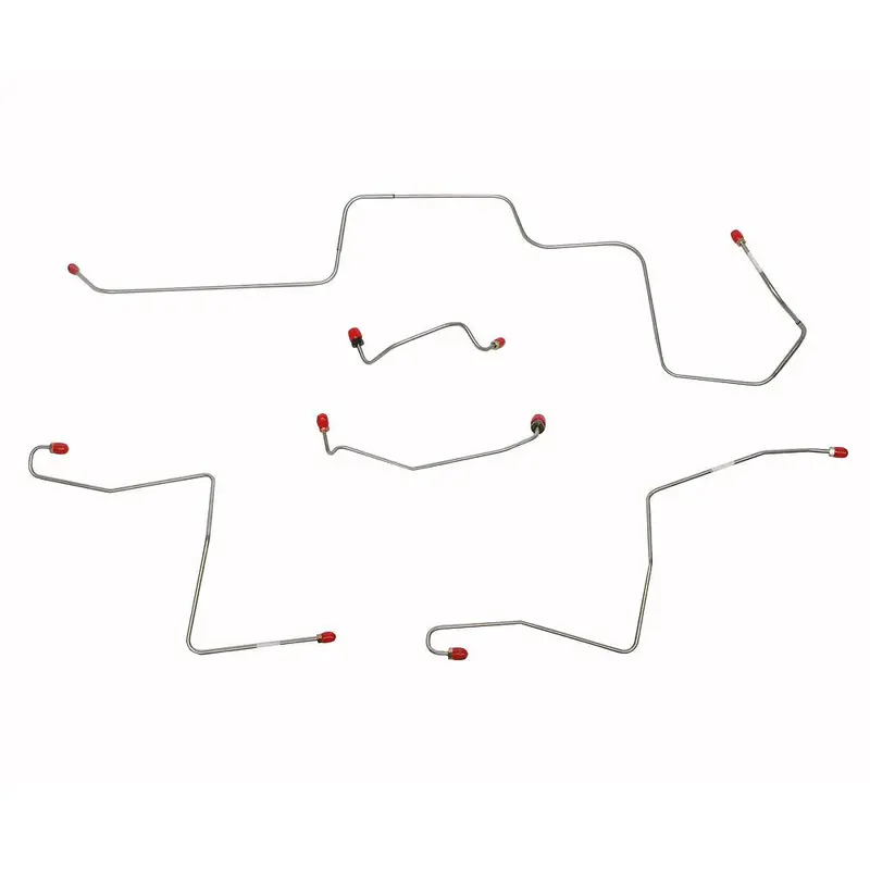 Zkt6705om- 67-69' Ford Mustang W/ Power Drum Brakes, Front 5Pc Brake Line Set; Steel 1