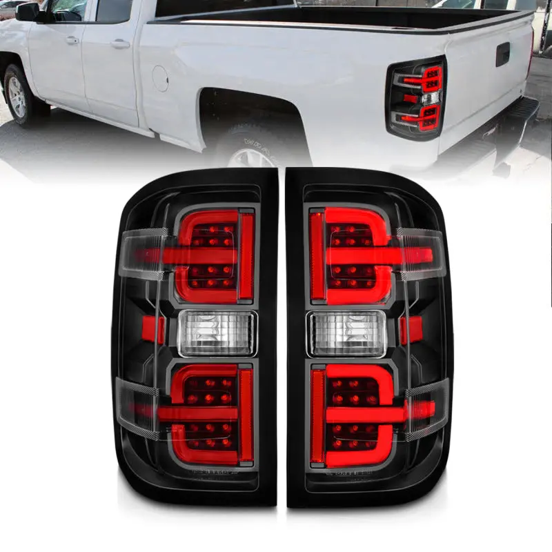 Anzo Led Tail Lights With Black Light Bar & Clear Lens For 2015–2019 Chevy Silverado 2500Hd/3500Hd (Halogen Only) 1