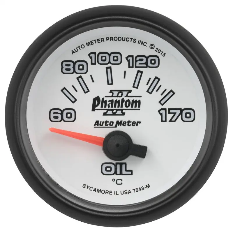 Autometer Phantom Ii Electric Oil Temperature Gauge – 2-1/16", Range 60–170°F 1