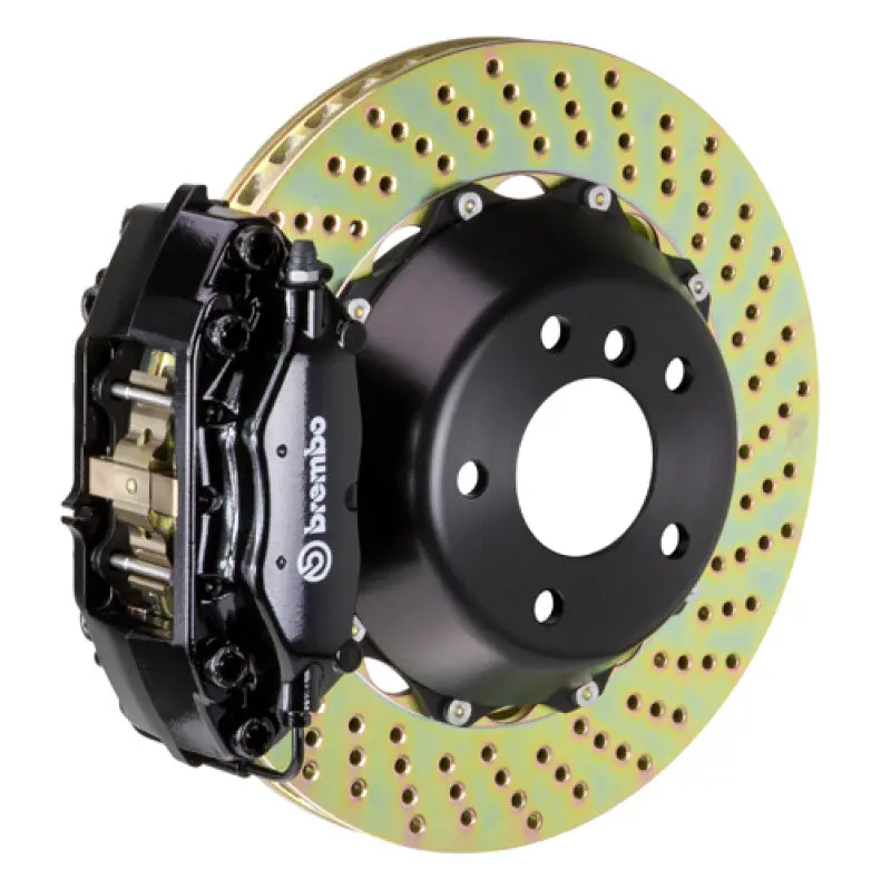 Brembo Gt Rear Big Brake Kit – 345X28Mm Drilled Rotors, 4-Piston Calipers, Black Finish (Infiniti G35/G37 & 350Z) 1