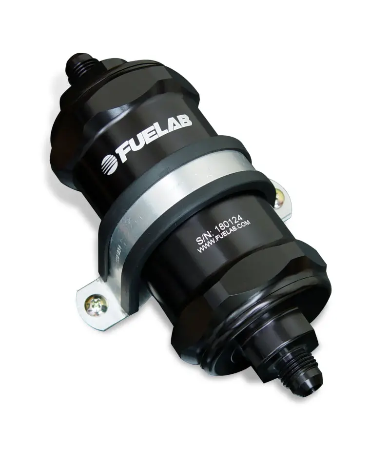 Fuelab Inline Fuel Filter – -10An Fittings, 10-Micron Filtration, Black Anodized Housing 1