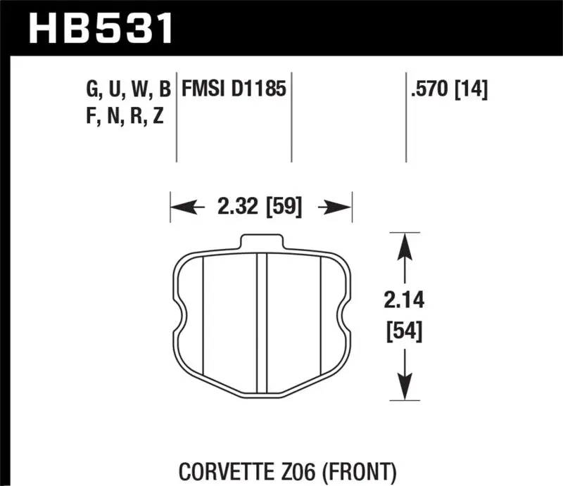 Hawk 2010-2013 Chevrolet Corvette Grand Sport Hps 5.0 Front Brake Pads 1