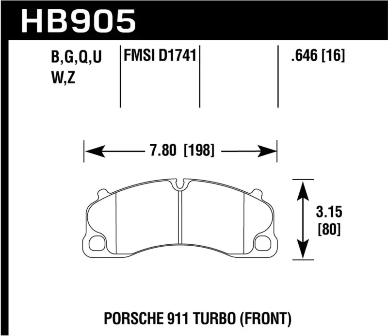 Hawk Hps 5.0 Front Brake Pads For 2018 Porsche 911 Models 1