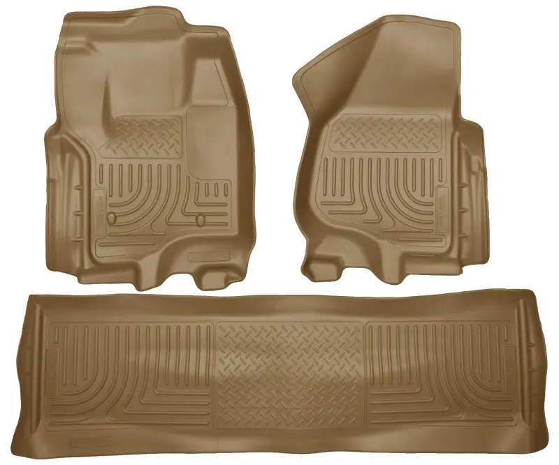 Husky Liners Weatherbeater Floor Liners – Tan, Custom Fit For 2012.5+ Ford Super Duty Crew Cab (Excluding Manual Transmission Models) 1