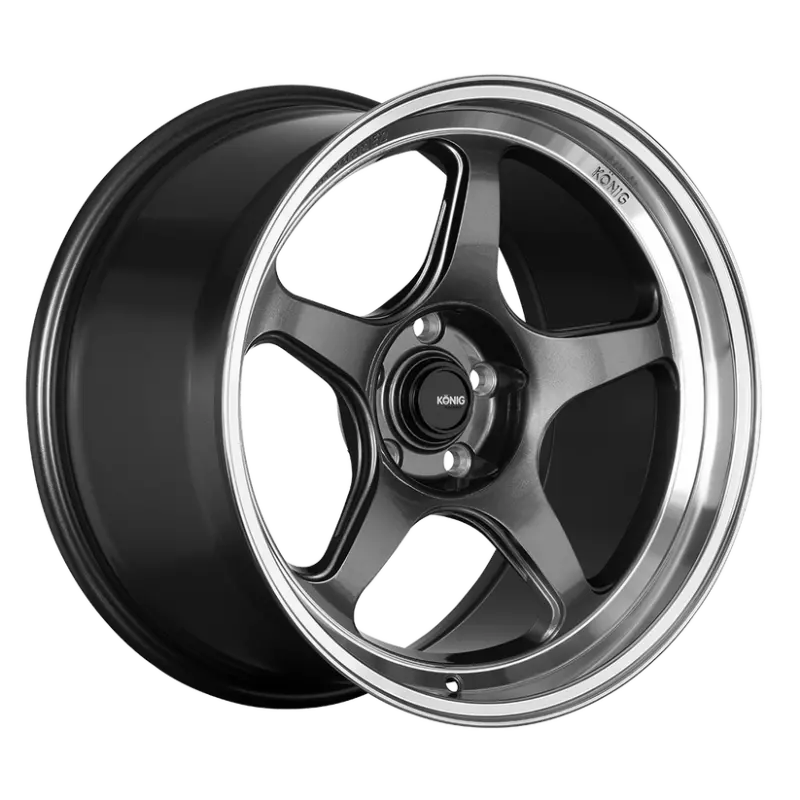 Konig Hyperspec Anthracite Metallic Wheel – 17X9", 4X100, Et45, Mirror-Machined Lip & Knurled Bead 1