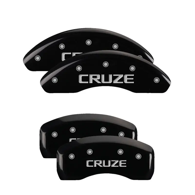 Mgp Bowtie-Emblazoned 4-Piston Caliper Covers – Black Engraved & Silver-Finished For 2019 Chevrolet Bolt Ev 1