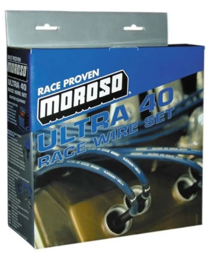 Moroso Ultra 40 Ignition Wire Set – Chevrolet Small Block Hei, 90° Boots, Black Sleeved 1