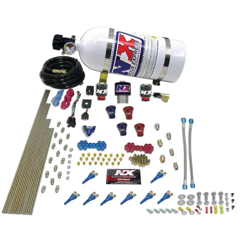 Nitrous Express Pro-Shk/Gas Dual-Fuel Nitrous Kit – Supershark Solenoid, 200–600 Hp Range, Includes 10-Lb Bottle 1