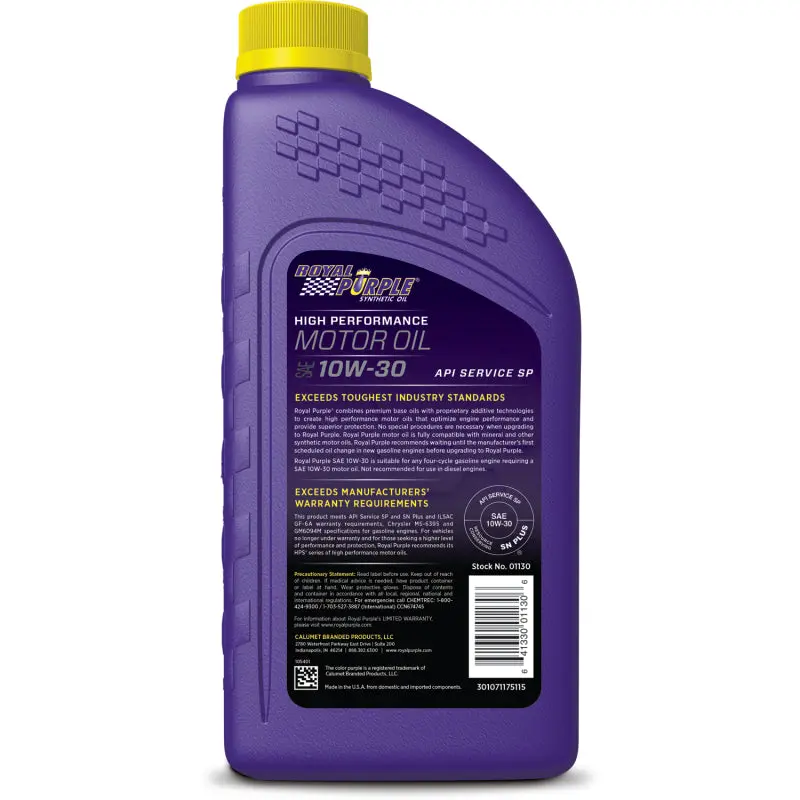 Royal Purple 10W-30 Synthetic High-Performance Motor Oil – 1 Quart 1