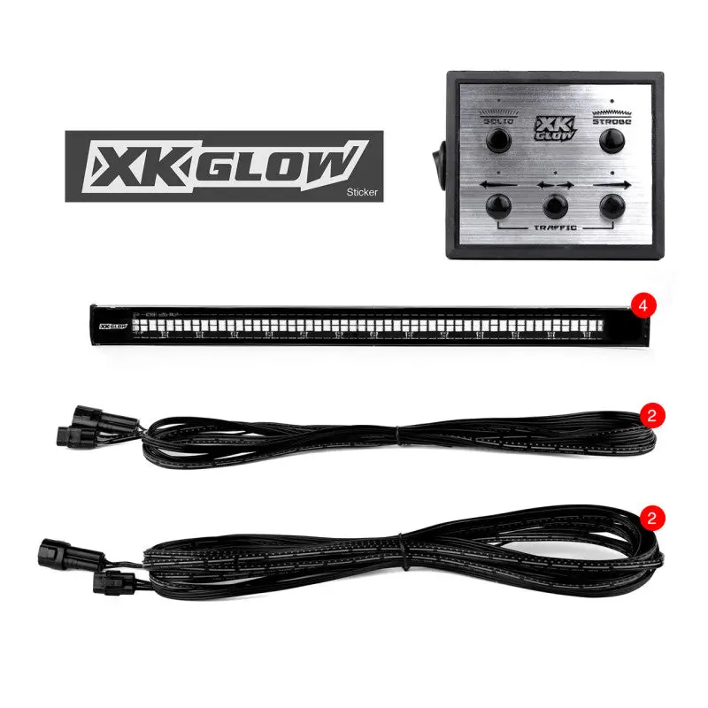 Xk Glow Tube Strobe Light Kit – 8-Piece, 12" Amber/White Leds With Traffic Modes & Solid-On Function 1